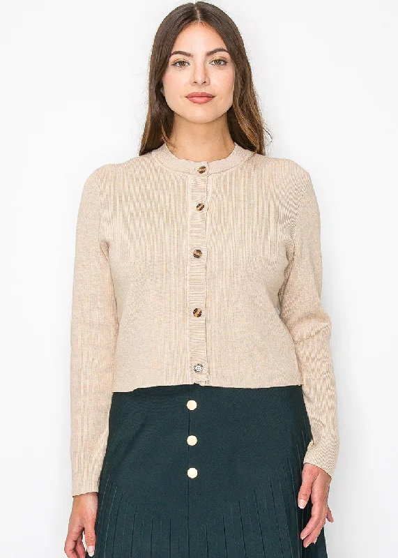 Wardrobe Upgrade Soft Oatmeal Ribbed Cardigan