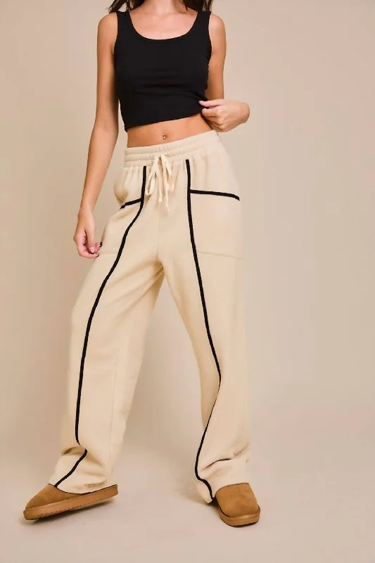 Unleash Your Fashion Fleece Lounge Pants In Beige