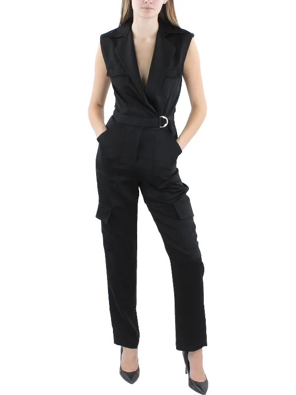 The Latest Trends Womens V-Neck Acetate Jumpsuit