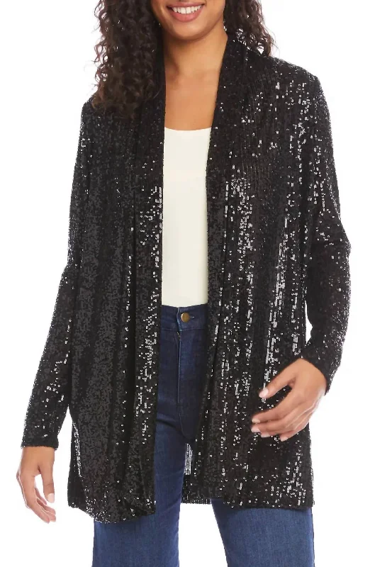 Special Occasion Wear Sequin Jacket In Black Sequin