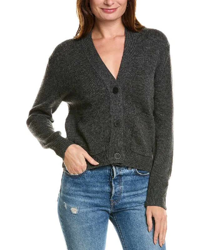 Wardrobe Refresh Forte Cashmere Pocket V-Neck Wool & Cashmere-Blend Cardigan