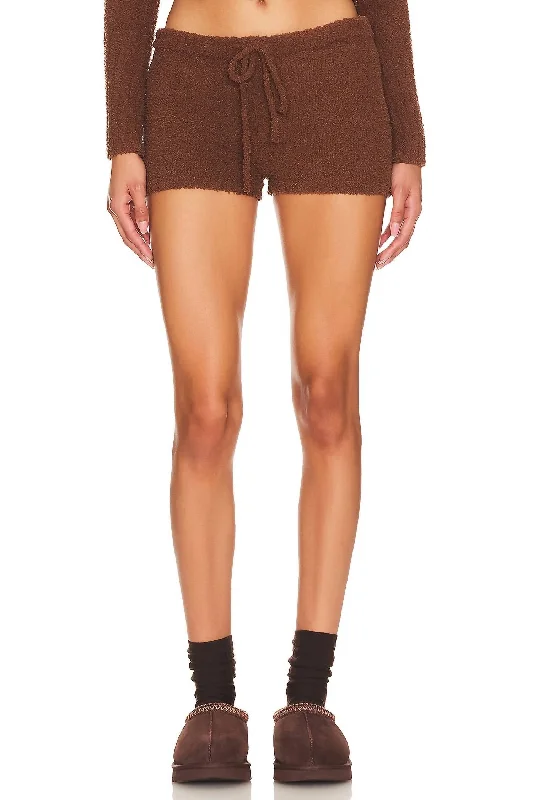 Trend Forward Women's Wear Harlow Fuzzie Short In Chocolate Lily