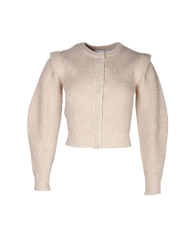 Fashion Forward Outfits Self-Portrait Knit Cardigan in Beige Cotton