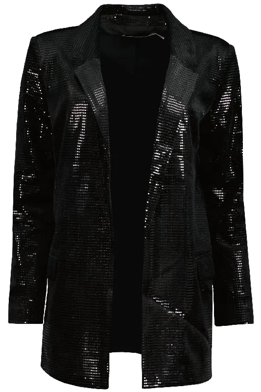 Chic & Cozy Collection Steal The Night Sequin Blazer In Black