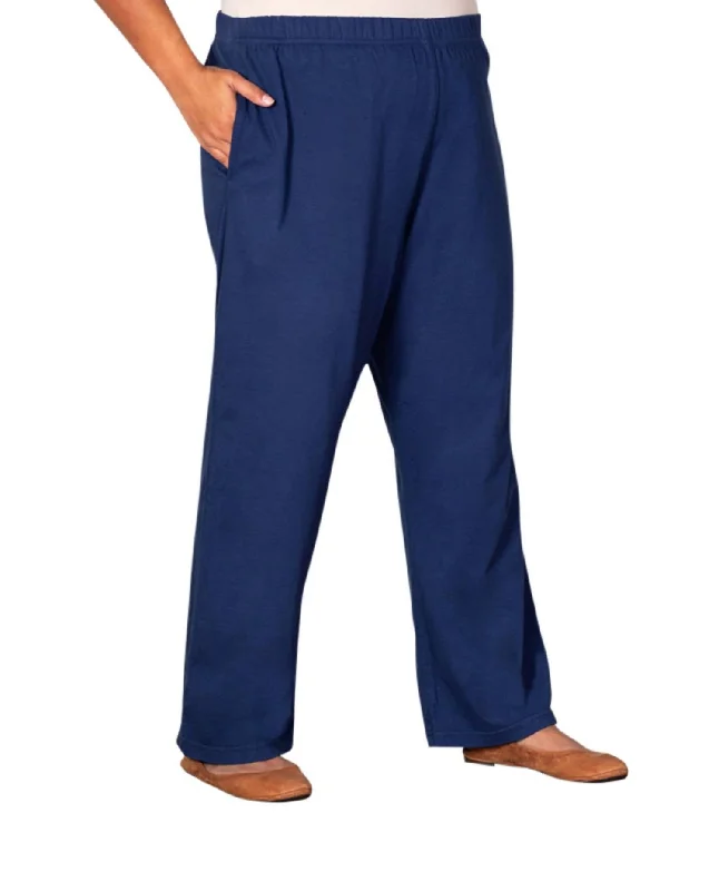 Best Seller Cotton Wide Leg Pants - Plus In Navy