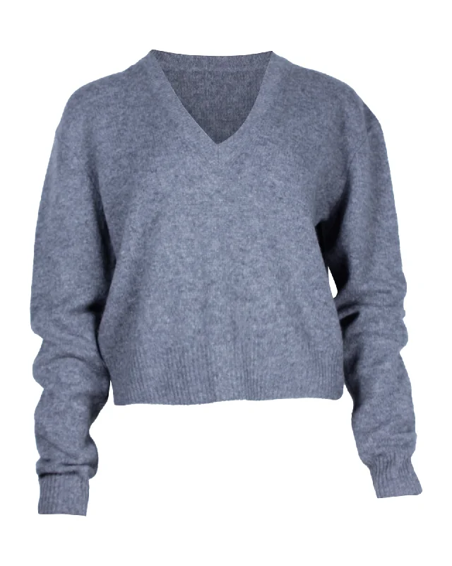 Update With Cottagecore Styles McQ Alexander McQueen V-neck Sweater in Grey Cashmere