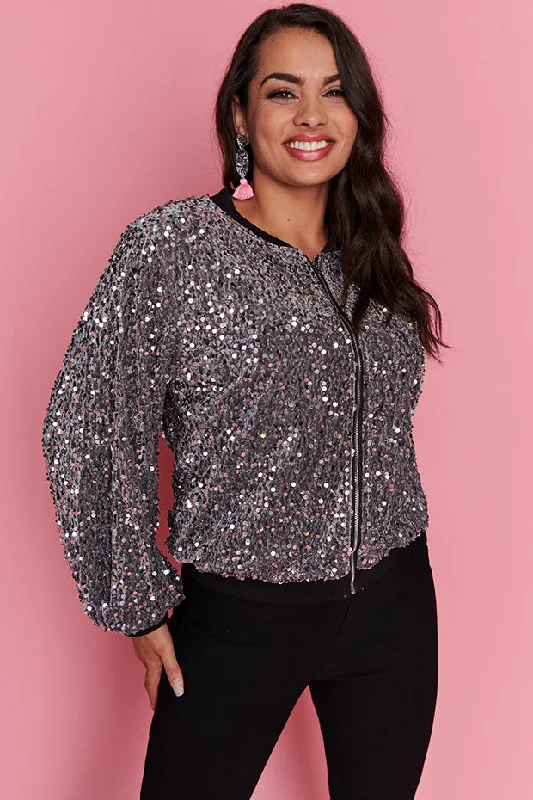 Unbeatable Prices Bling Silver Sequins Jacket