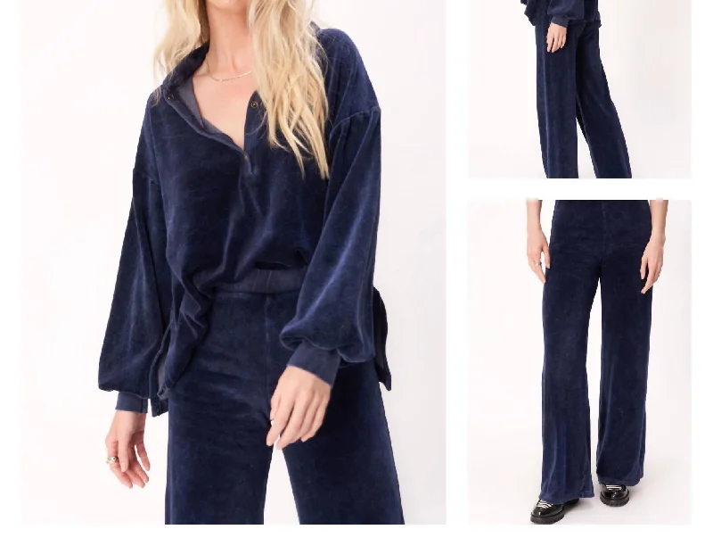 Fashion Forward Femininity Find Me Here Velour Pants In Blue