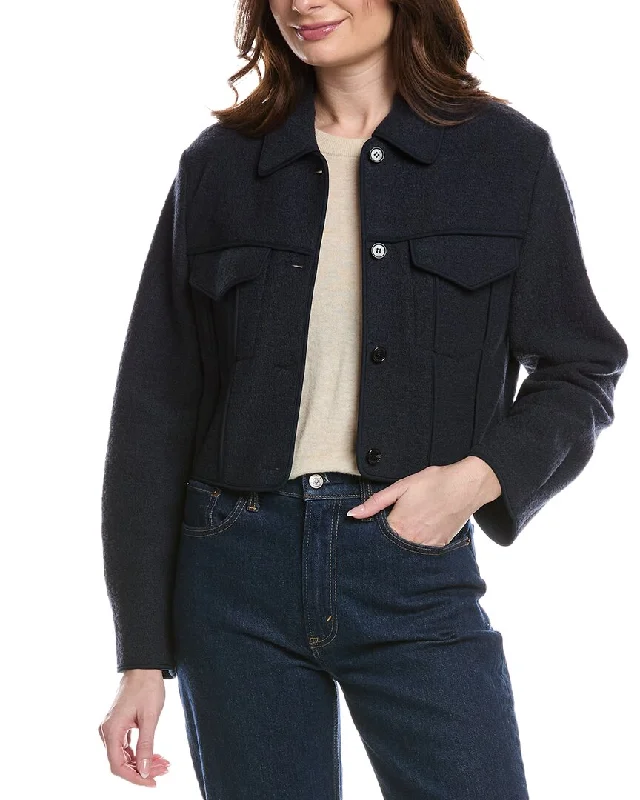 Dreamy Draping Theory Crop Boucle Wool Jacket