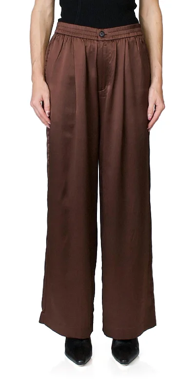 Hurry Before It's Gone Silk Pull On Pants In Mahogany