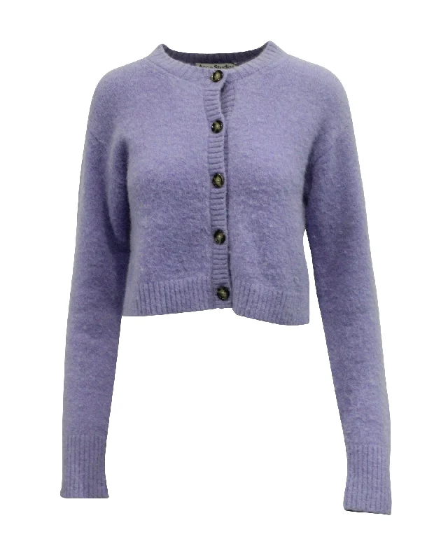 Elevate Your Wardrobe Acne Studios Cropped Cardigan in Light Purple Nylon