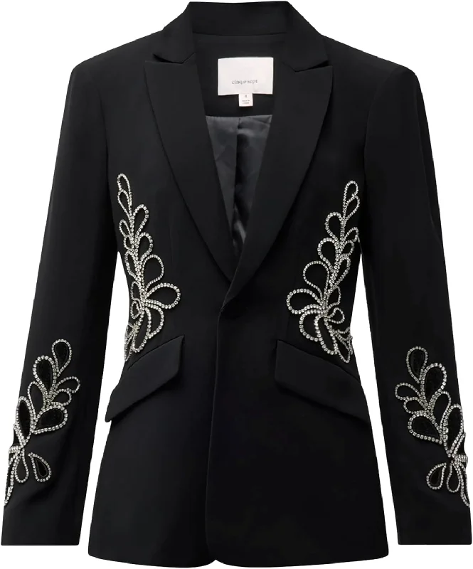 Modern Casual Clothing Cinq a Sept Women's Rhinestone Paisley Cheyenne Blazer, Black