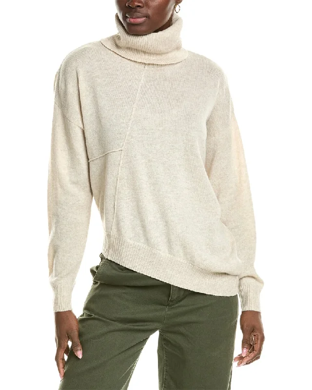 Trendy Women's Collection Brodie Cashmere Wool & Cashmere-Blend Asymmetrical Mock Neck Jumper