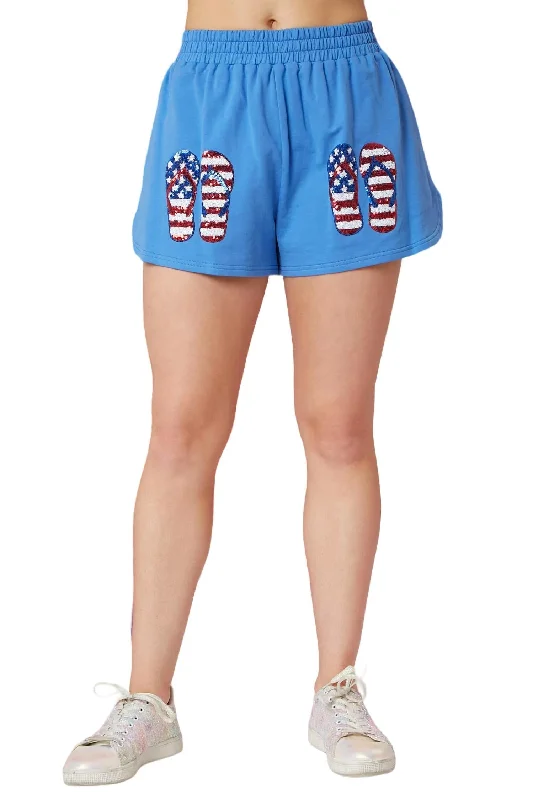 Unbeatable Deals America And Flip Flops Sequin Shorts In Blue