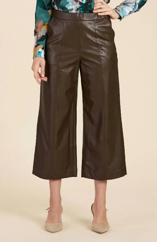 Break Fashion Norms Payton Pleather Crop Pants In Walnut