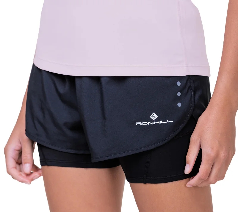 Timeless Elegance Ronhill Core Twin 2 In 1 Womens Running Shorts - Black