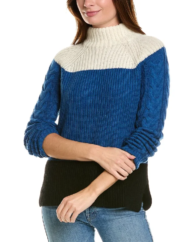 Shop Our Looks Forte Cashmere Colorblocked Funnel Neck Wool & Cashmere-Blend Sweater