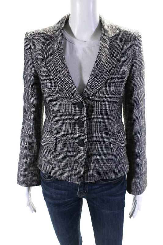 Sophisticated Outfits Armani Collezioni Women's Collared Long Sleeves Lined Plaid Blazer