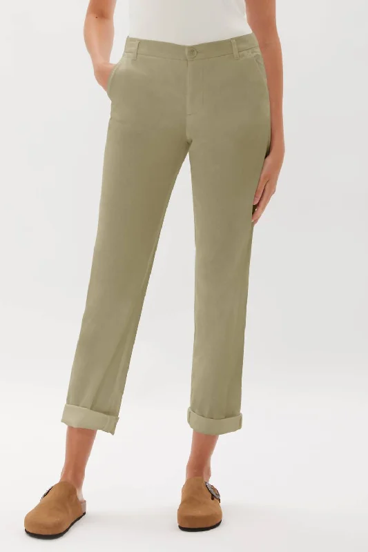 Score Big On Glamorous Red - Carpet Styles Mitchell Roll Cuff Chino Pant In Khaki