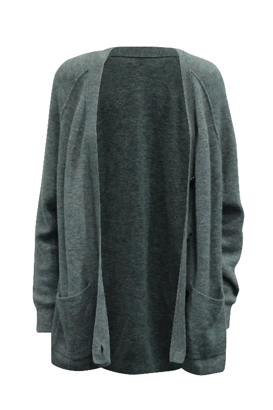 Style Redefined Acne Studios Kianne Ribbed Cardigan in Grey Alpaca