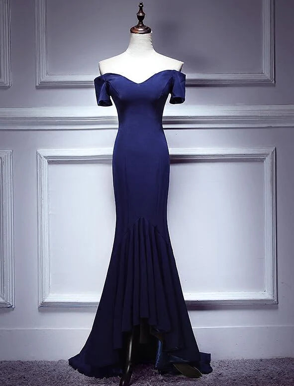 Fashion Deal Navy Blue Mermaid Sweetheart Long Evening Dress, Blue Prom Dresses