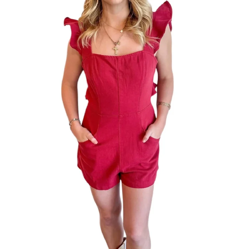 Clearance Event End Zone Romper In Red