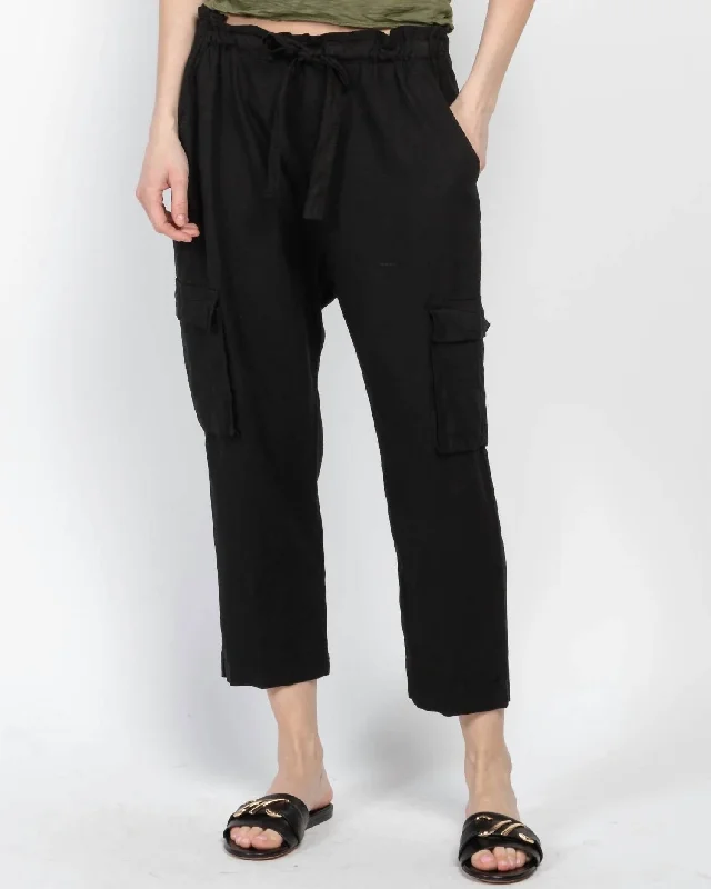 Buy More, Save More Linen Paperbag Cargo Pant In Black