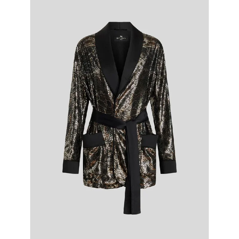 Chic Wardrobe Jacket With Micro Printed Sequins