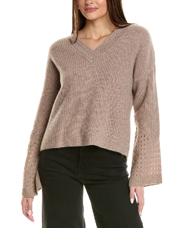 Feminine Flow Design History Pointelle Sleeve Cashmere Sweater