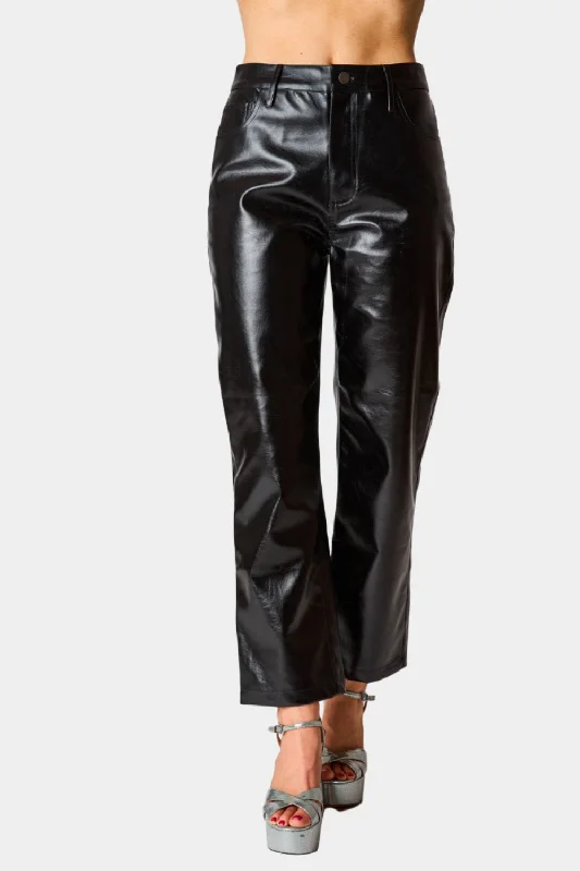 Summer Essentials Travolta High-Rise Metallic Pants - Onyx