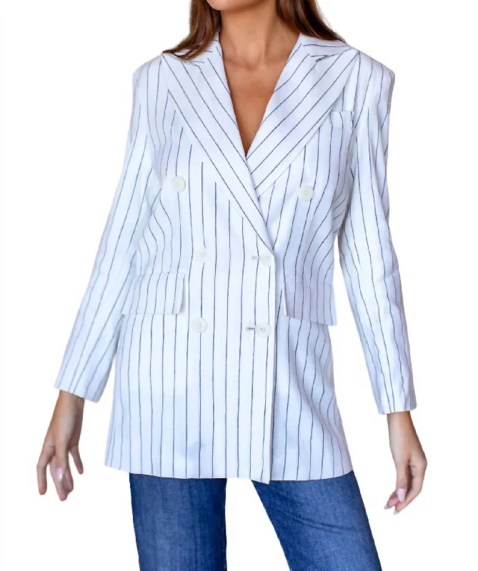 Eclectic Style Wardrobe Julius Blazer In Ivory Charcoal Stripe