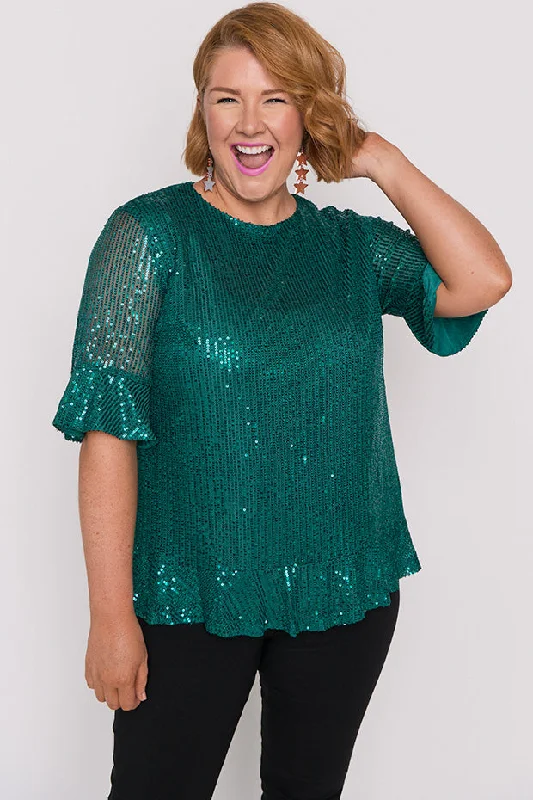 Hot Sale Joe Emerald Sequins Party Top