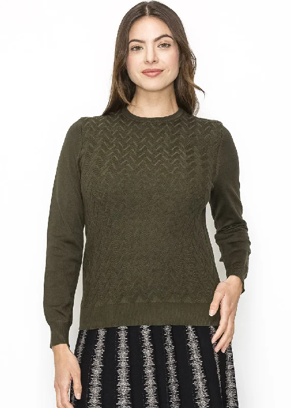 Trendy Fashion For Women Classic Olive Chevron Sweater