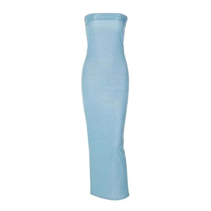 Ethnic Cultural Event Wear BerryBetty - Textured solid backless sleeveless tube maxi dress