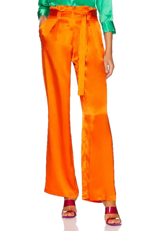 Unleash Your Trend Driven Style Bobby Silk Paperbag Pant In Orange