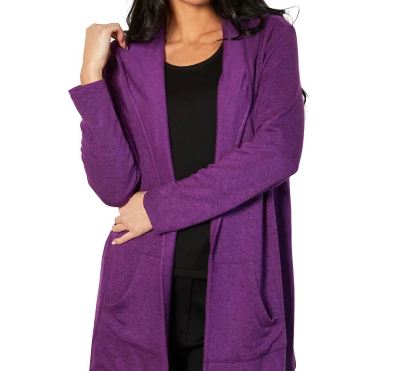 Last Chance Sale Open Hoodie Duster In Violet