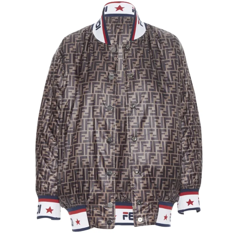 Innovate Your Wardrobe Fendi FILA reversible colorblocked silk monogram bomber jacket