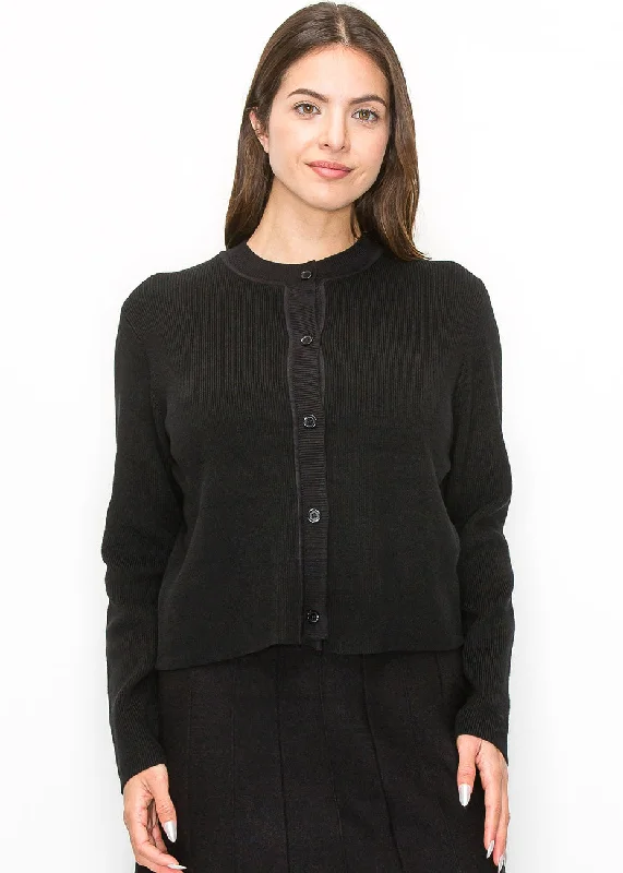 High End Women's Wear Simple Elegance Ribbed Cardigan