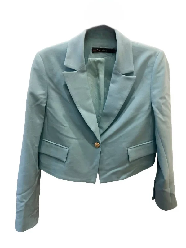 Chic And Comfortable Women's Short Flap Pockets Jacket In Aqua