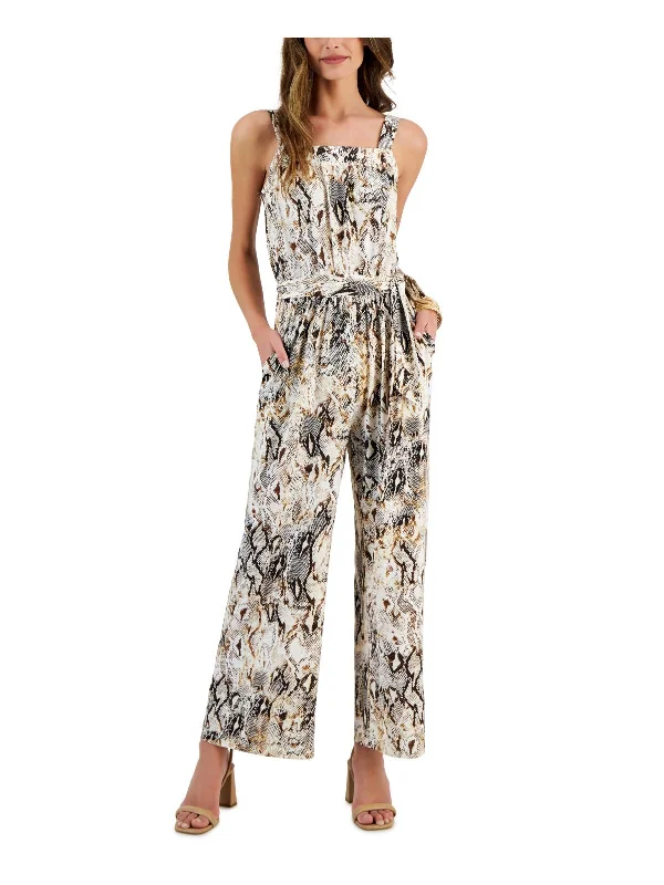 Trendy New Clothes Open Road Zebra Womens Knit Animal Print Jumpsuit