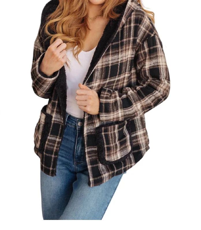 Bold Fashion Reversible Plaid Shacket In Black