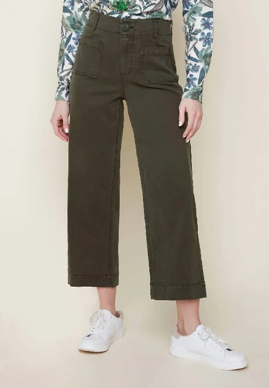 Trend Forward Threads For Her Cropped Wide Leg Pant In Chive