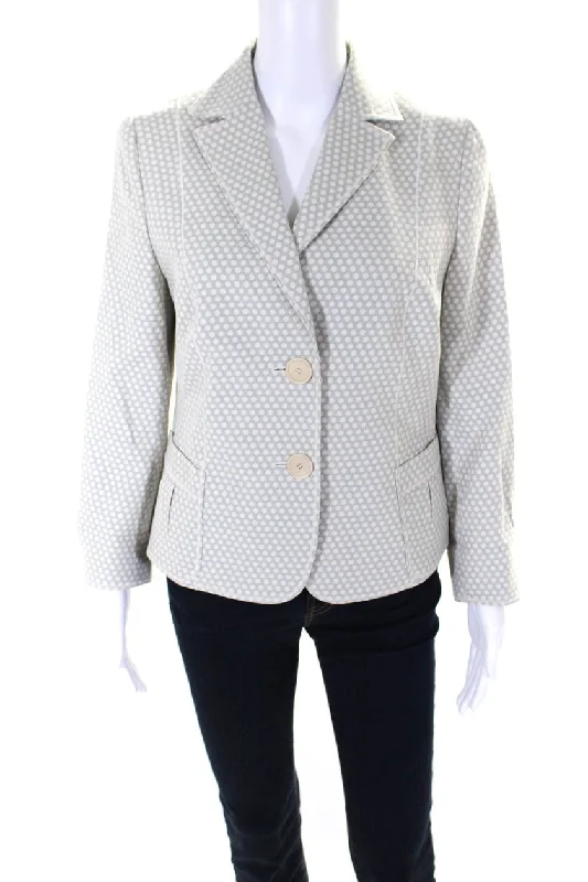 Trendy Fashion For Women Akris Punto Women's Long Sleeves Unlined Two Button Blazer Polka Dot