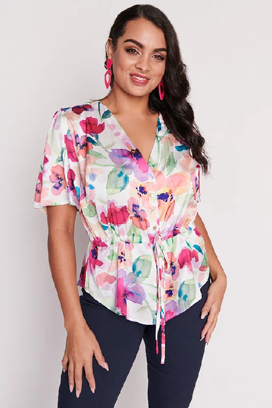 Comfortable Chic Just Jaz Whimsy Flower Top