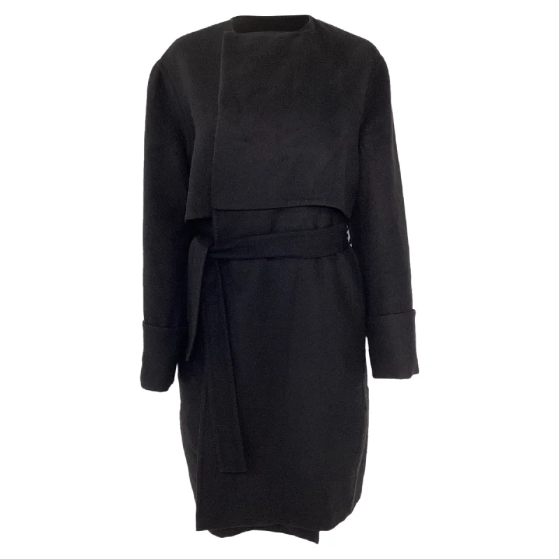 Casual Fashion Hermès Double Coat with Belt in Black Cashmere