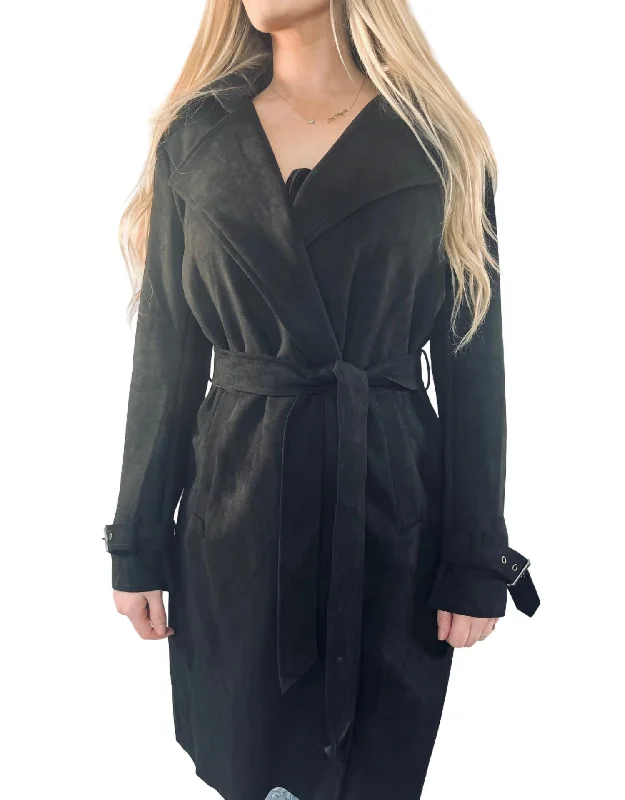 Relaxed Style Midnight Call Trench Coat In Black