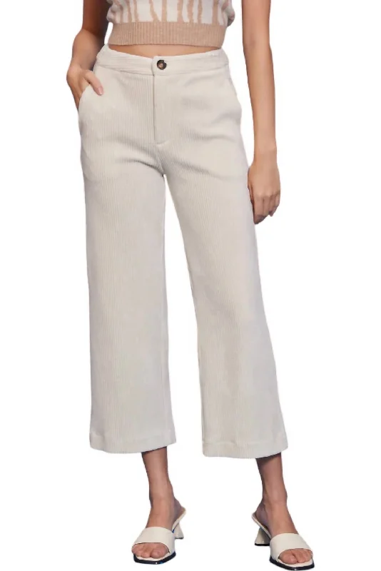 Fashion Forward Femme Bruna Corduroy Pants In Ivory