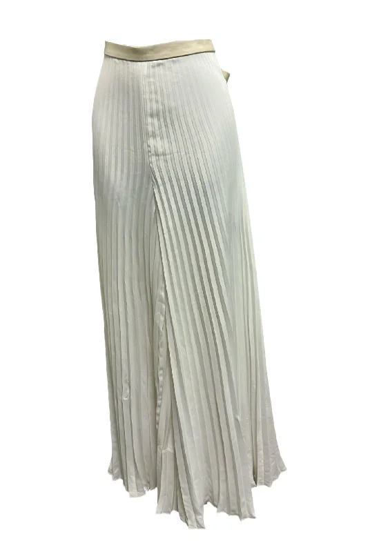 Odd Size Clearance Sale Women's Pleated Wide Pant With Leather Waist In Cream