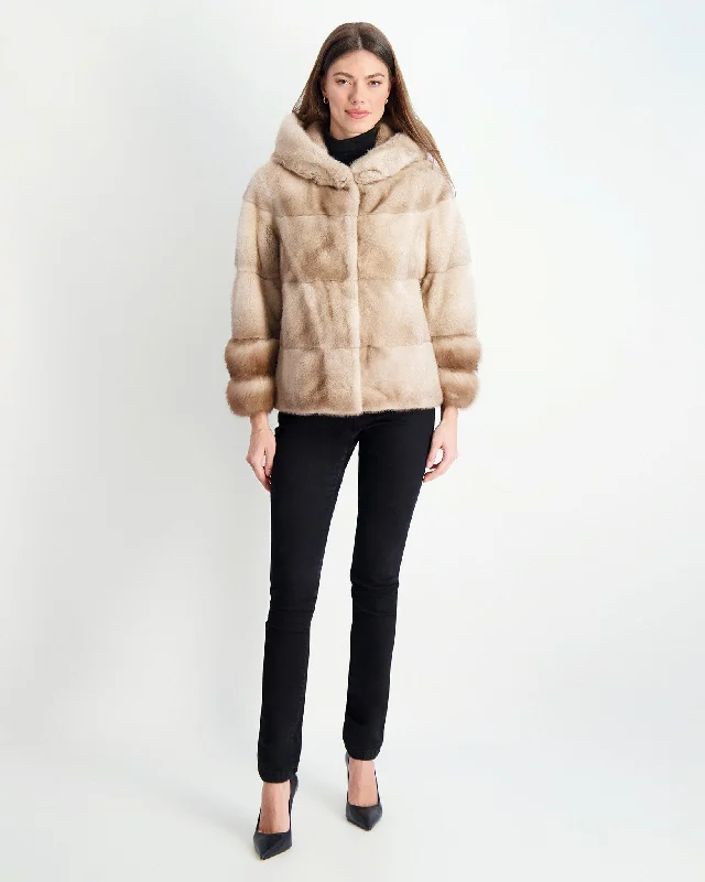 Fashion Essentials Mink Parka with Stone Marten Cuffs