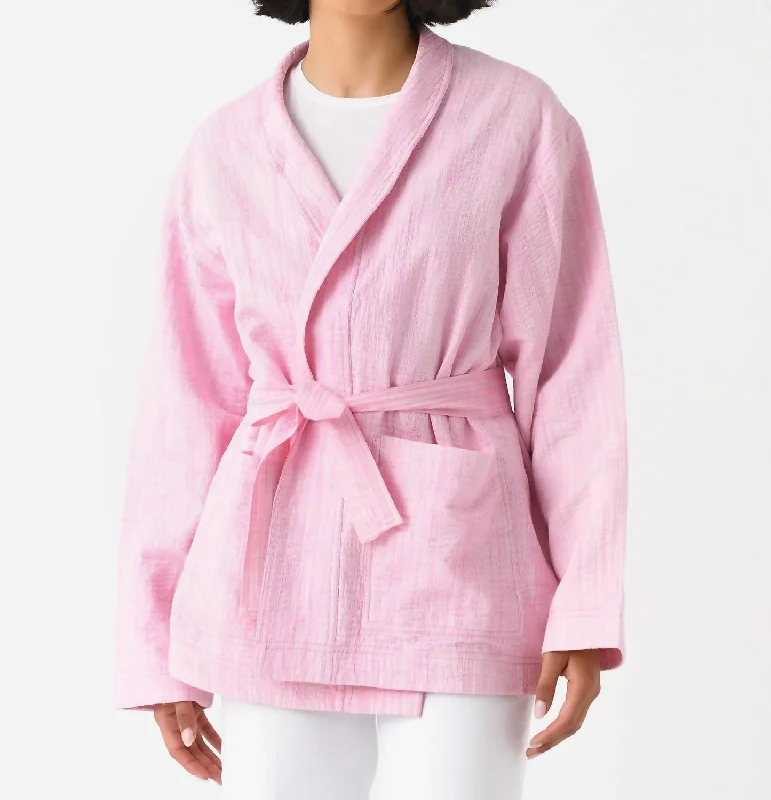 High End Fashion Cacao Jacket In Rose/blanc